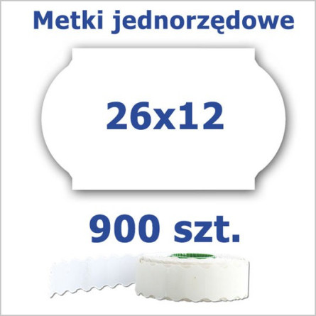 Metki jednorzędowe 26x12 białe, fala 4500szt