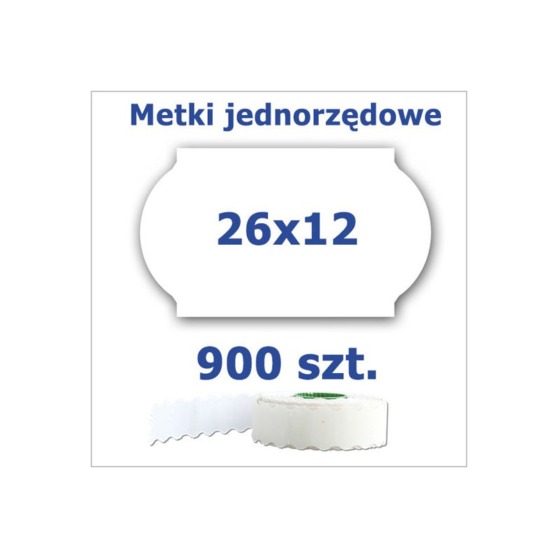 Metki jednorzędowe 26x12 białe, fala 4500szt