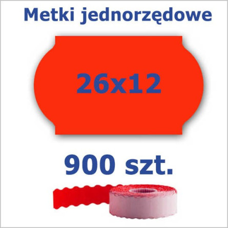 Metki jednorzędowe 26x12 czerwone, fala 4500szt