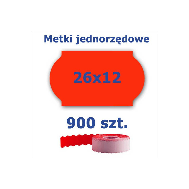 Metki jednorzędowe 26x12 czerwone, fala 4500szt
