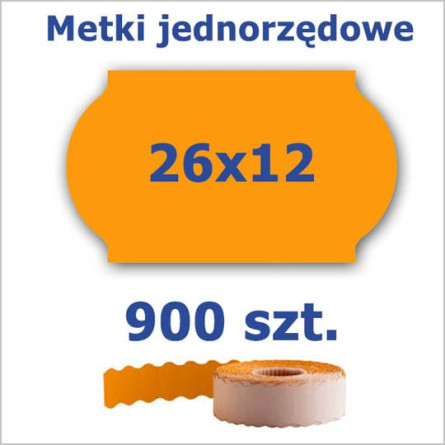 Metki jednorzędowe 26x12 pomarańczowe, fala 4500szt