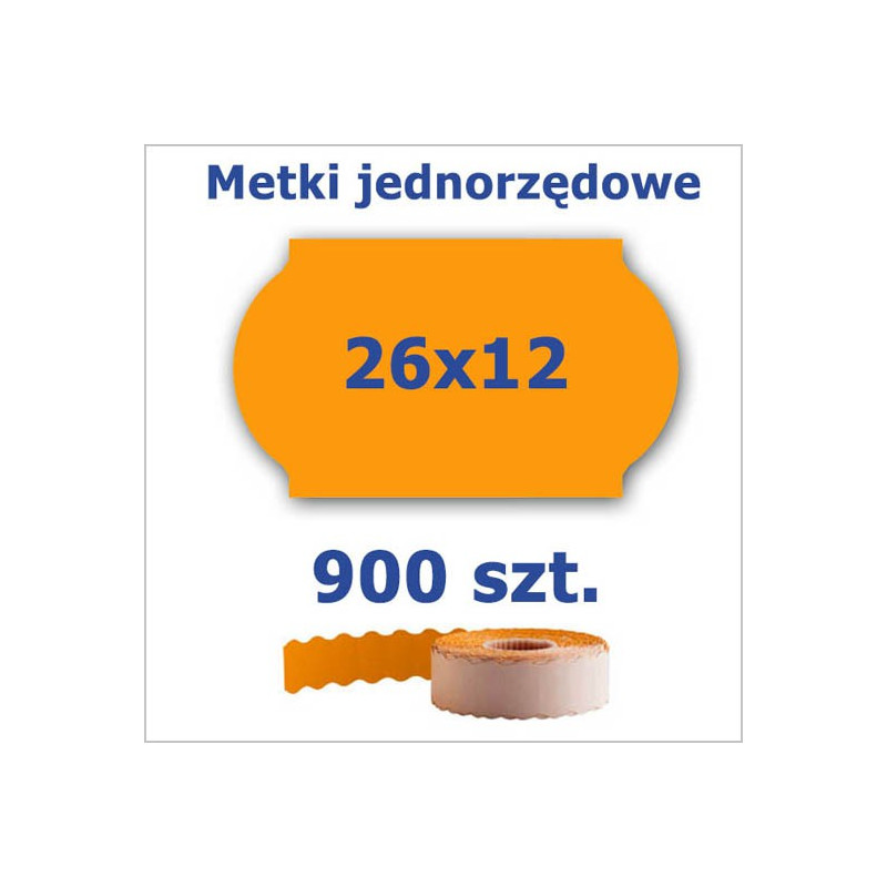Metki jednorzędowe 26x12 pomarańczowe, fala 4500szt Metki jednorzędowe 26x12 pomarańczowe, fala 4500szt