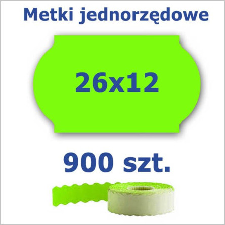 Metki jednorzędowe 26x12 zielone, fala 4500szt