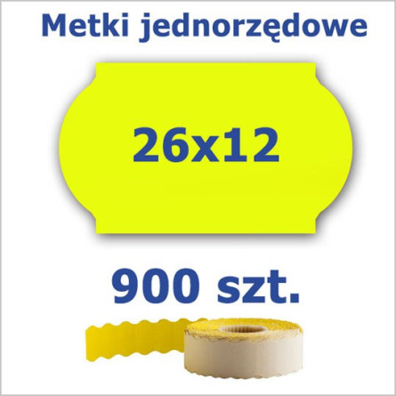 Metki jednorzędowe 26x12 żółte, fala 4500szt