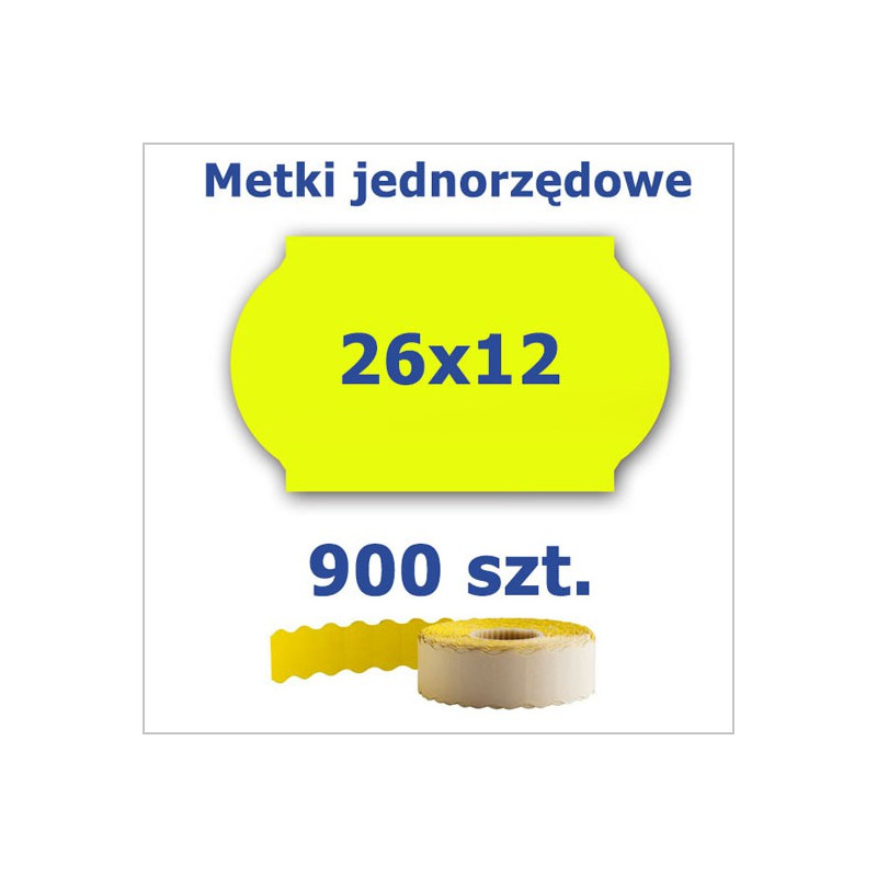 Metki jednorzędowe 26x12 żółte, fala 4500szt