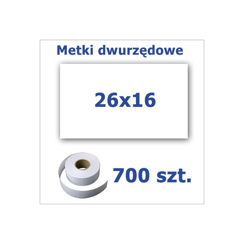 Metki dwurzędowe 26x16 białe, prostokątne 3500szt