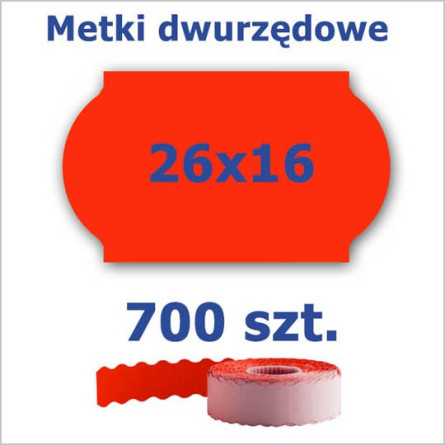 Metki dwurzędowe 26x16 czerwone, fala 3500szt