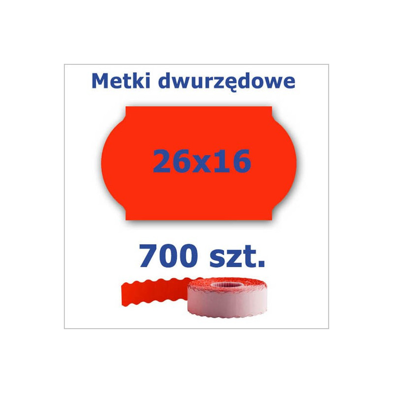 Metki dwurzędowe 26x16 czerwone, fala 3500szt