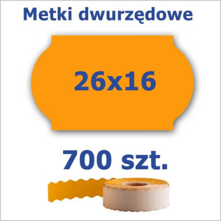 Metki dwurzędowe 26x16 pomarańczowe, fala 3500szt