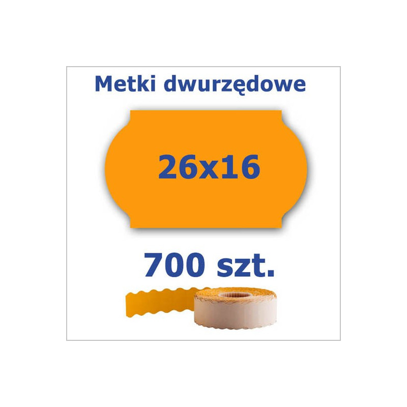 Metki dwurzędowe 26x16 pomarańczowe, fala 3500szt