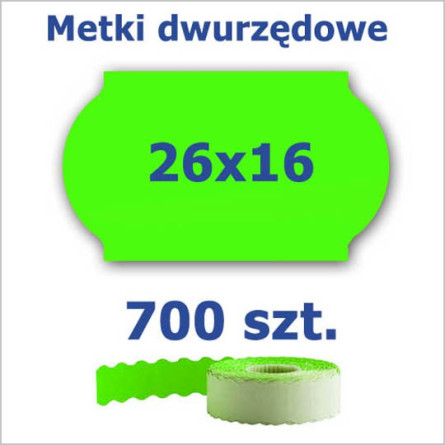 Metki dwurzędowe 26x16 zielone, fala 3500szt