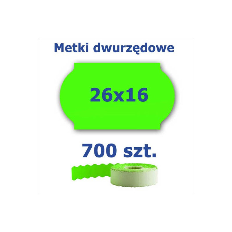 Metki dwurzędowe 26x16 zielone, fala 3500szt