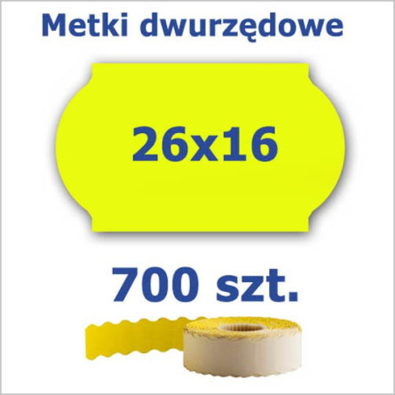 Metki dwurzędowe 26x16 żółte, fala 3500szt