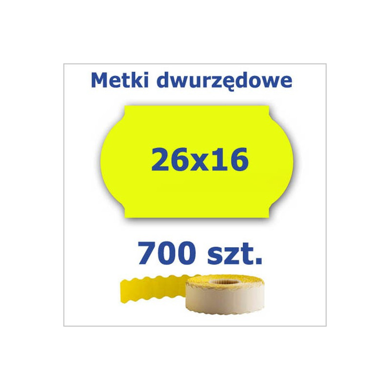Metki dwurzędowe 26x16 żółte, fala 3500szt