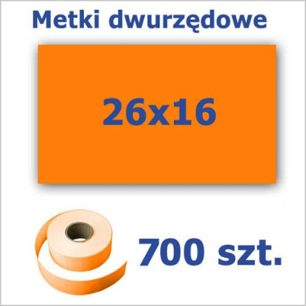 Metki dwurzędowe 26x16 pomarańczowe, prostokątne 3500szt