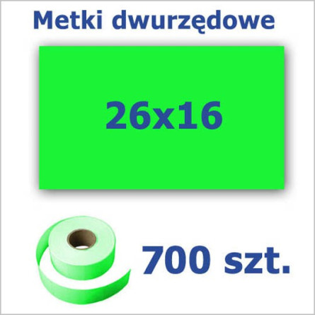 Metki dwurzędowe 26x16 zielone, prostokątne 3500szt