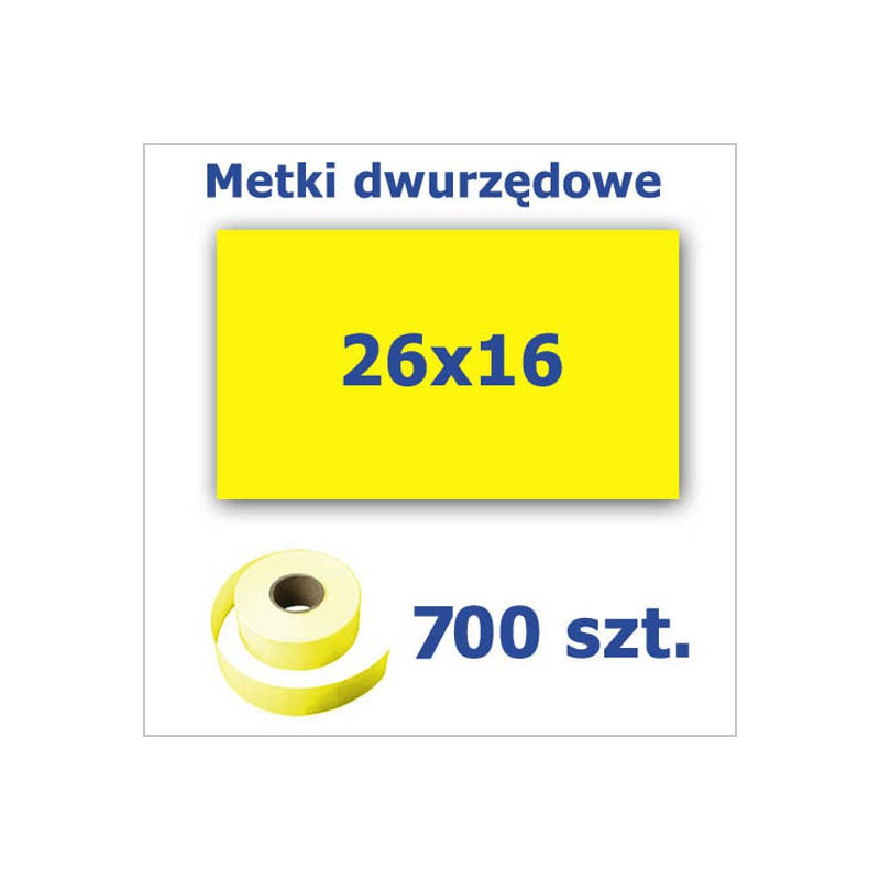 Metki dwurzędowe 26x16 żółte, prostokątne 3500szt Metki dwurzędowe 26x16 żółte, prostokątne 3500szt