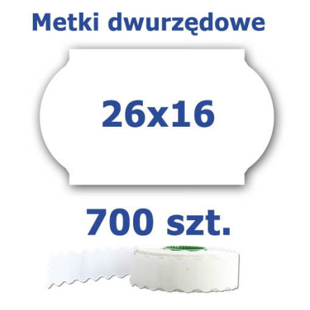 Metki dwurzędowe 26x16 białe, fala 3500szt