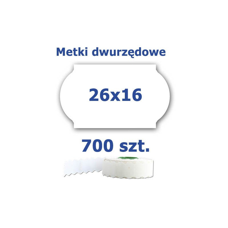 Metki dwurzędowe 26x16 białe, fala 3500szt Metki dwurzędowe 26x16 białe, fala 3500szt