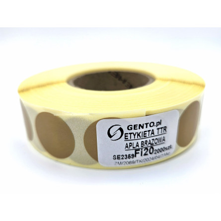 śr. Ø20mm okrągłe etykiety termotransferowe brązowe /2000szt.