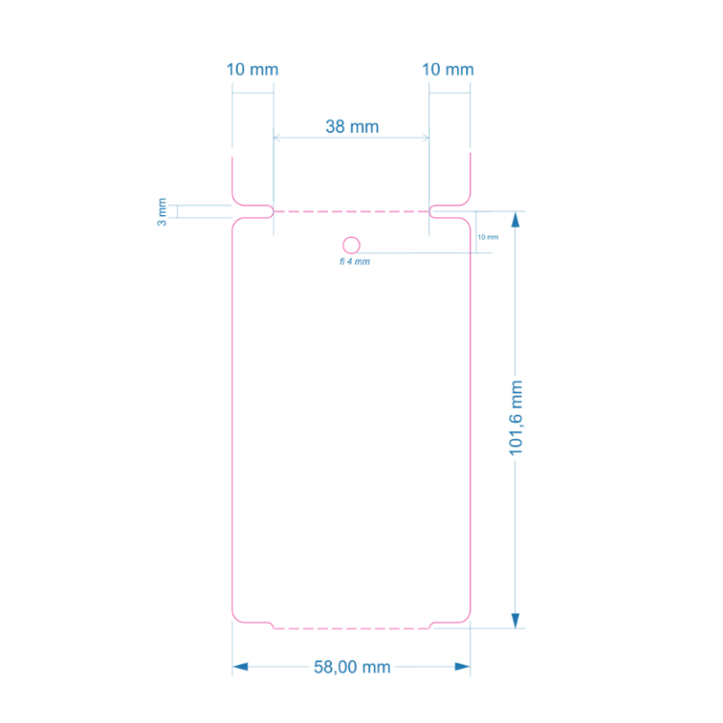 Przywieszka plastikowa 58x101, 500szt, biała, bez kleju, termotransferowa, F03 HDPE
